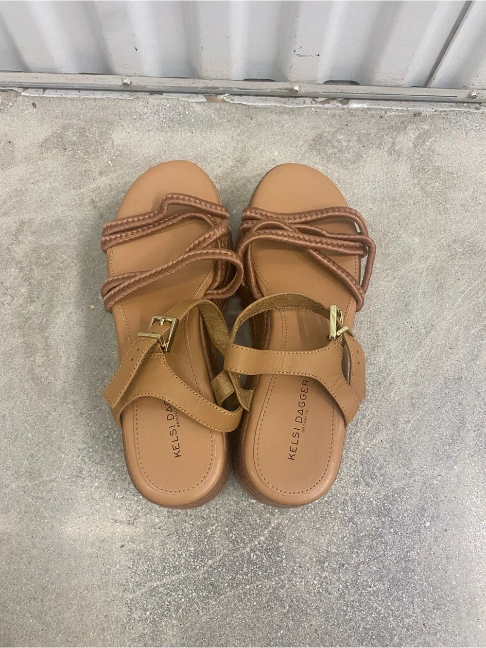 NEW Kelsi Dagger Tan Platform Rope Sandals, Size 9